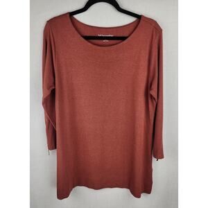 Soft Surroundings Tunic Womens L Rust zipper details  comfort mature cozycore
